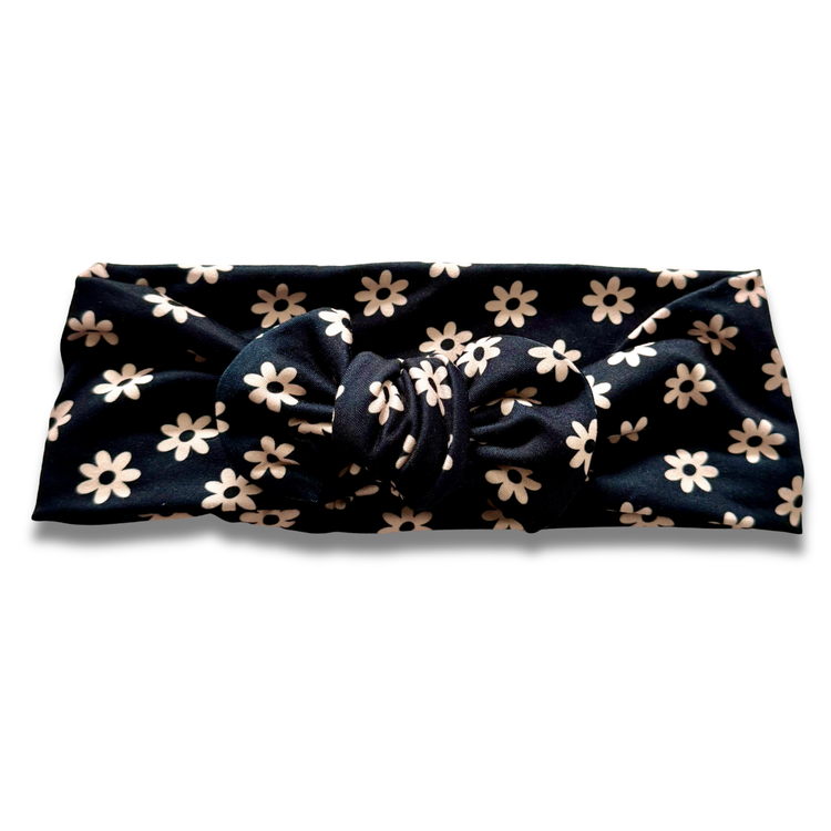 Daisies on Black Sweetie Headband Sewing Sweethearts
