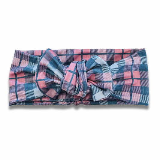 Cozy Blush Plaid Sweetie Headband Sewing Sweethearts