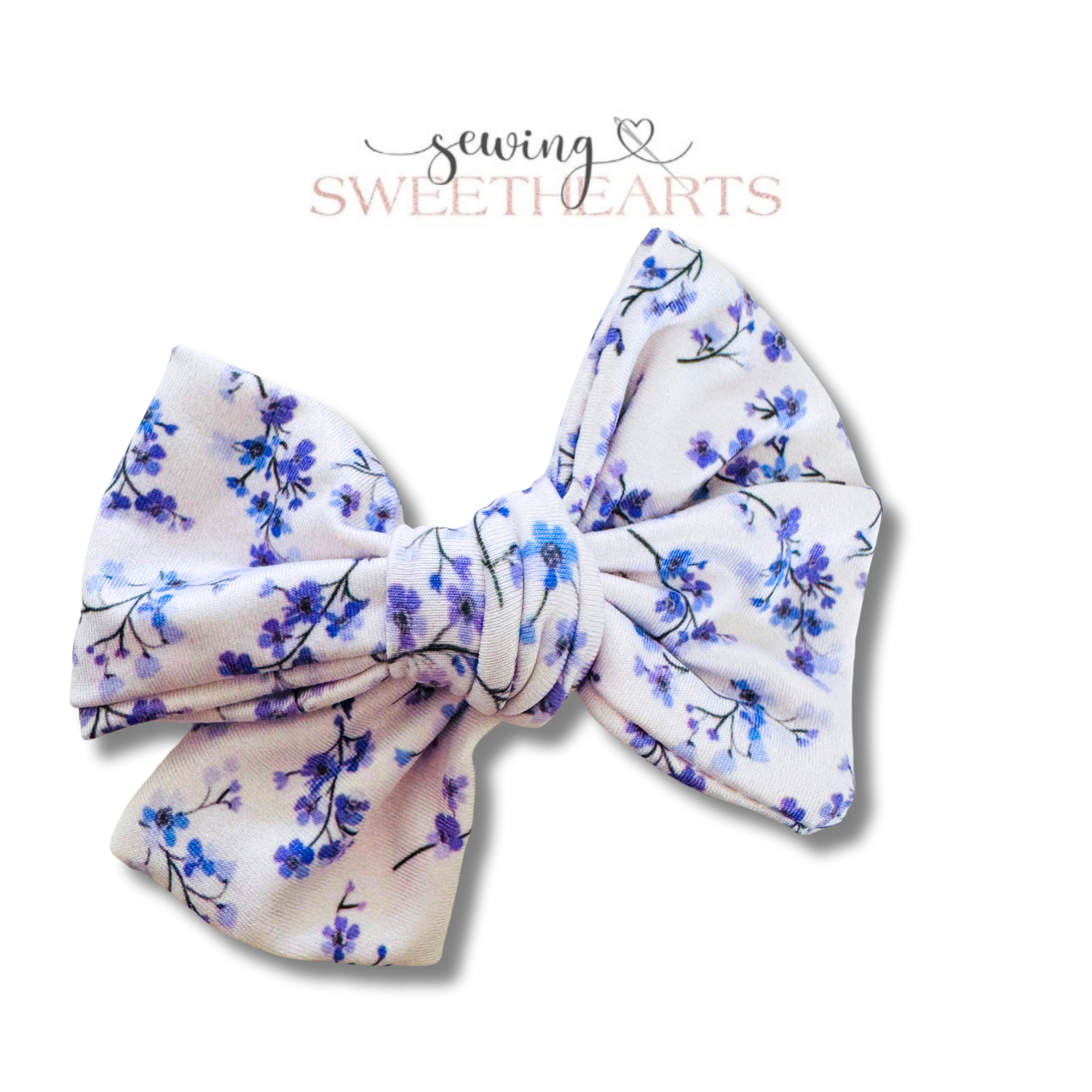 Mini Purple Flowers Bow Sewing Sweethearts