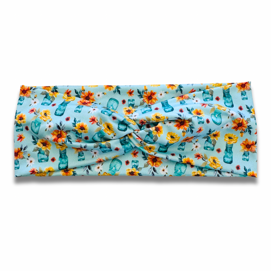 Sunflower Mason Jars Sweetheart Headband (or removable tie option) Sewing Sweethearts Sweetheart