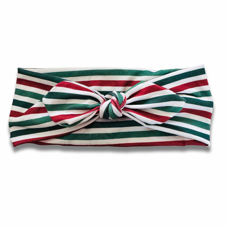 Yuletide Stripes Sweetheart Headband (or removable tie option)