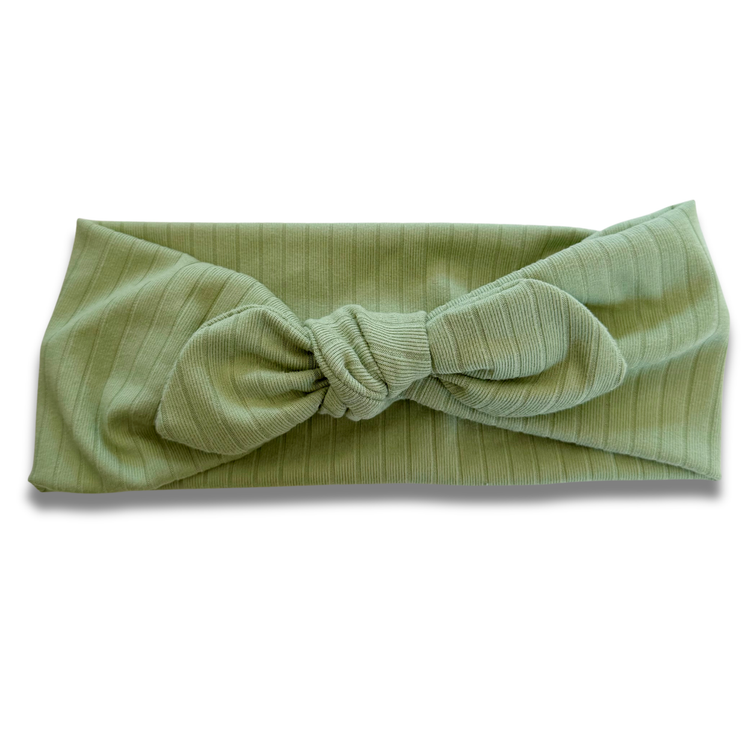 Sage Ribbed Sweetheart Headband (or removable tie option) Sewing Sweethearts Sweetheart with Removable Tie