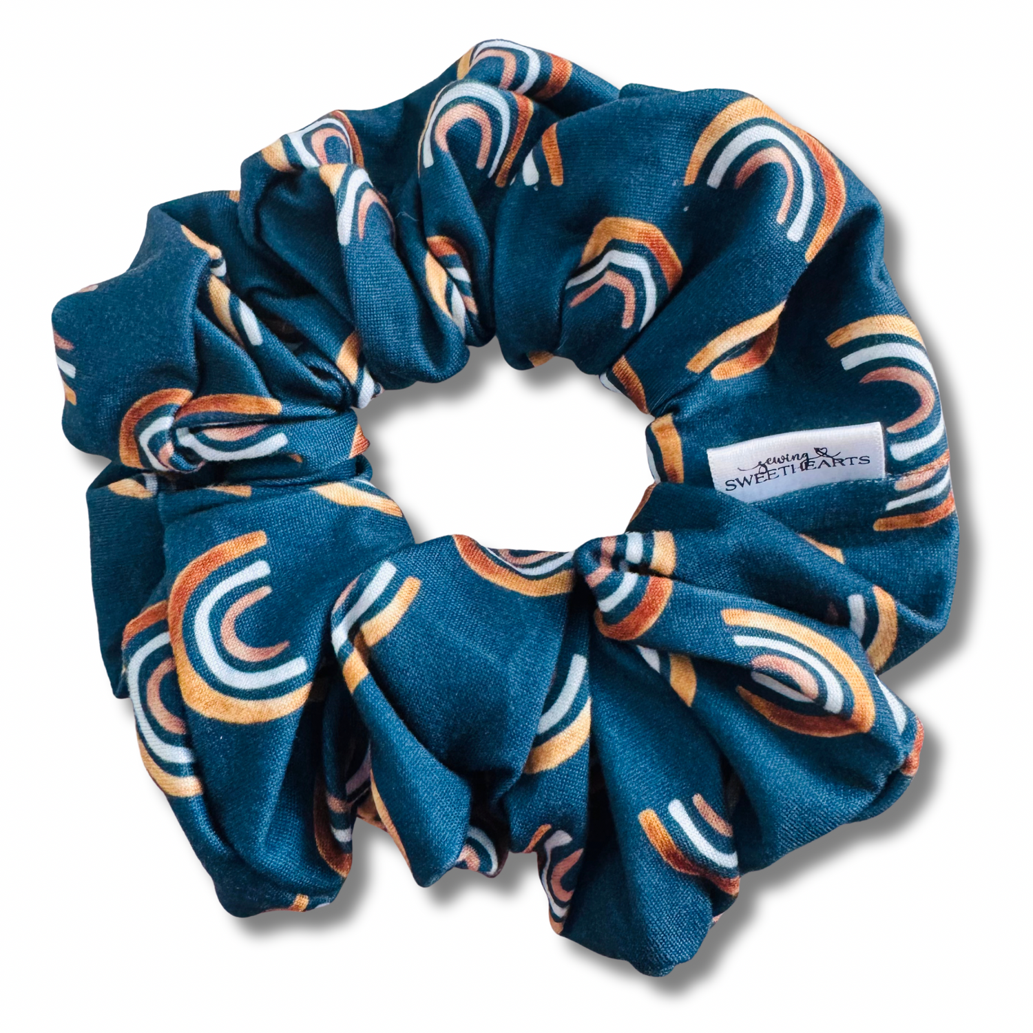 Navy Rainbows Scrunchie Sewing Sweethearts