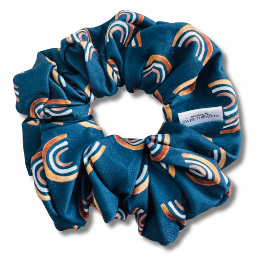 Navy Rainbows Scrunchie Sewing Sweethearts