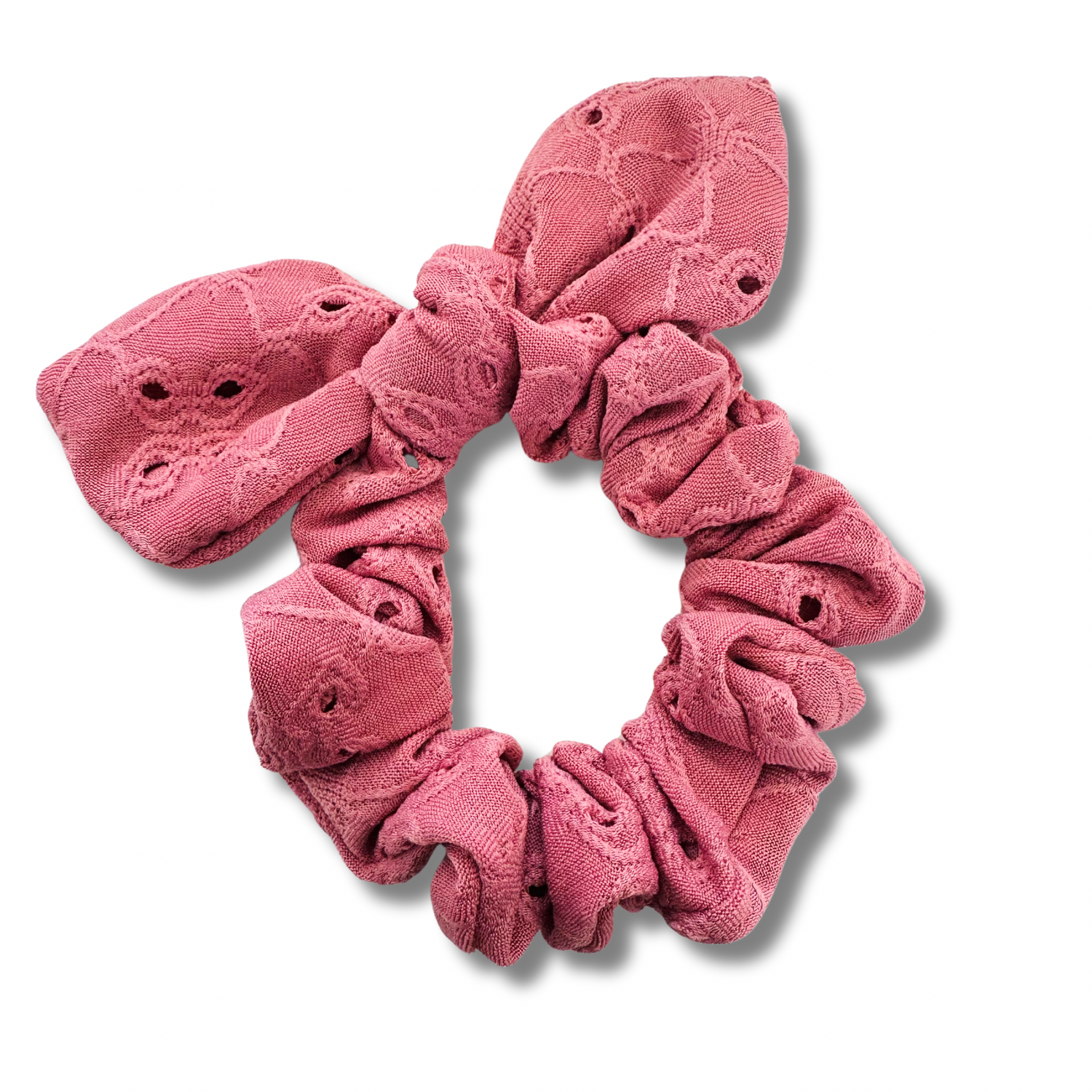 Dark Rose Eyelet Bow Scrunchie Sewing Sweethearts