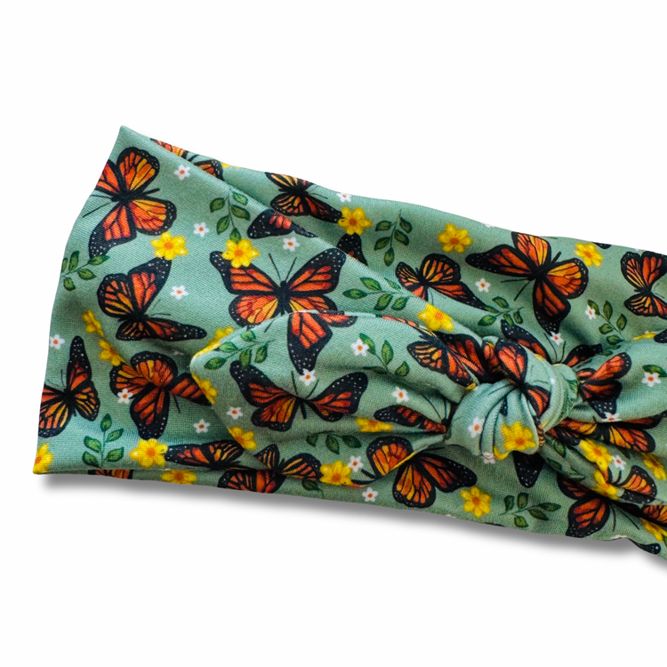 Sage Monarchs Sweetheart Headband (or removable tie option) Sewing Sweethearts