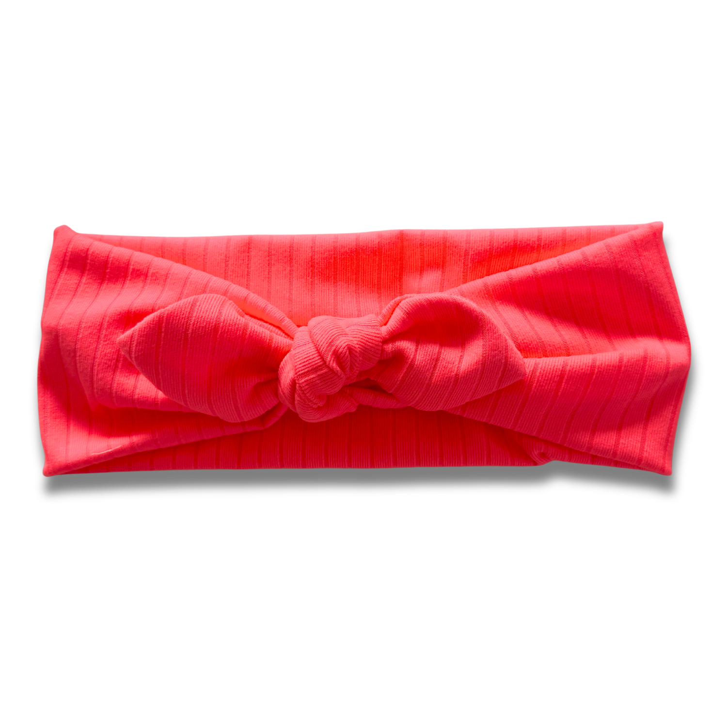 Neon Coral Ribbed Sweetheart Headband (or removable tie option) Sewing Sweethearts Sweetheart with Removable Tie