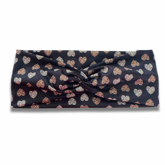 Leopard Hearts Sweetheart Headband (or removable tie option) Sewing Sweethearts Sweetheart