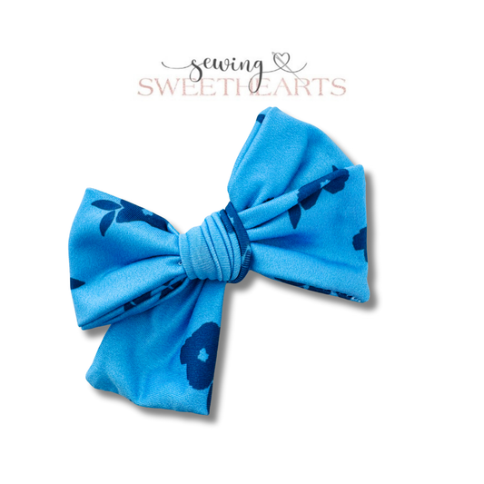 Blue Flowers Bow Sewing Sweethearts