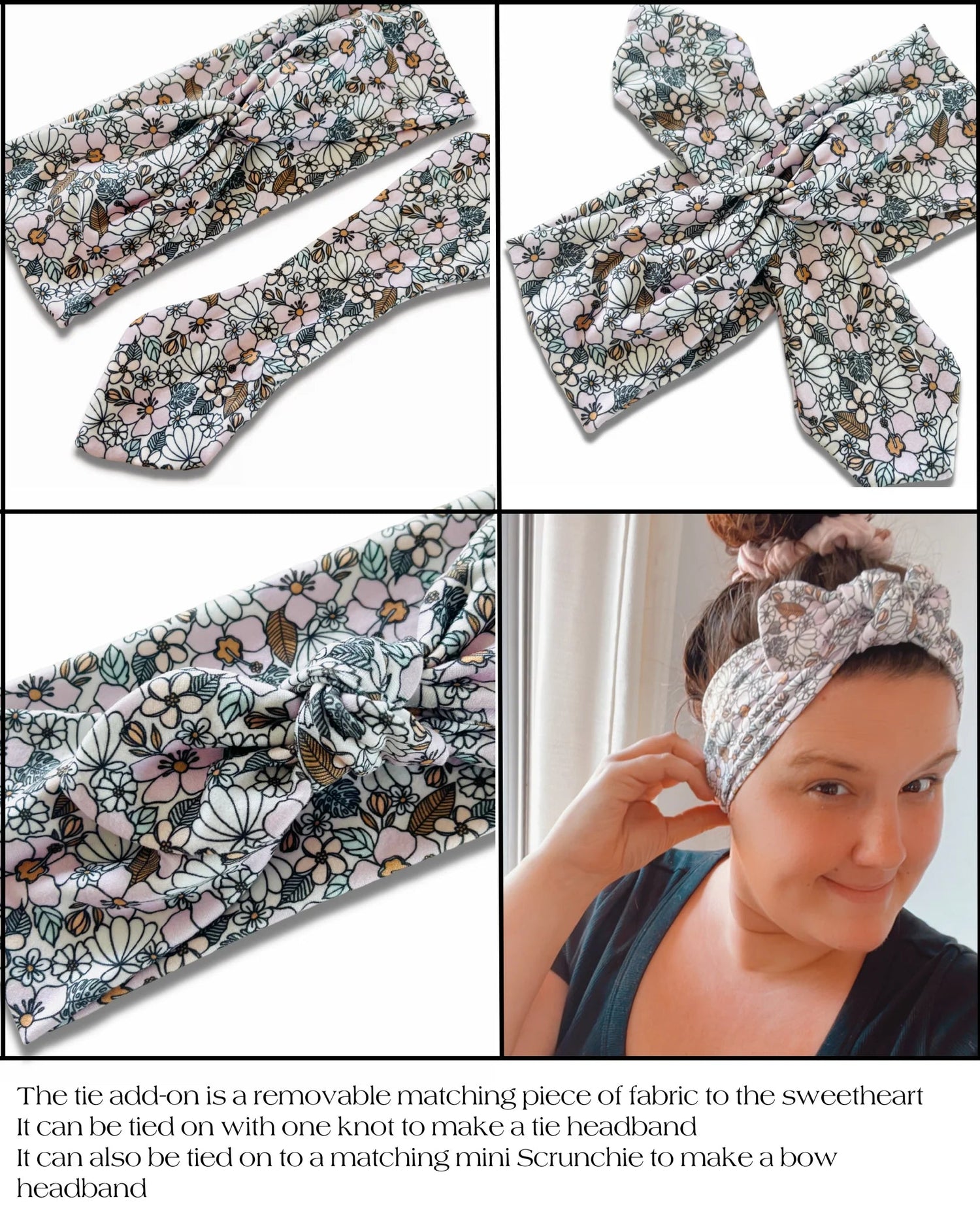 Coral Ribbed Sweetheart Headband (or removable tie option) Sewing Sweethearts