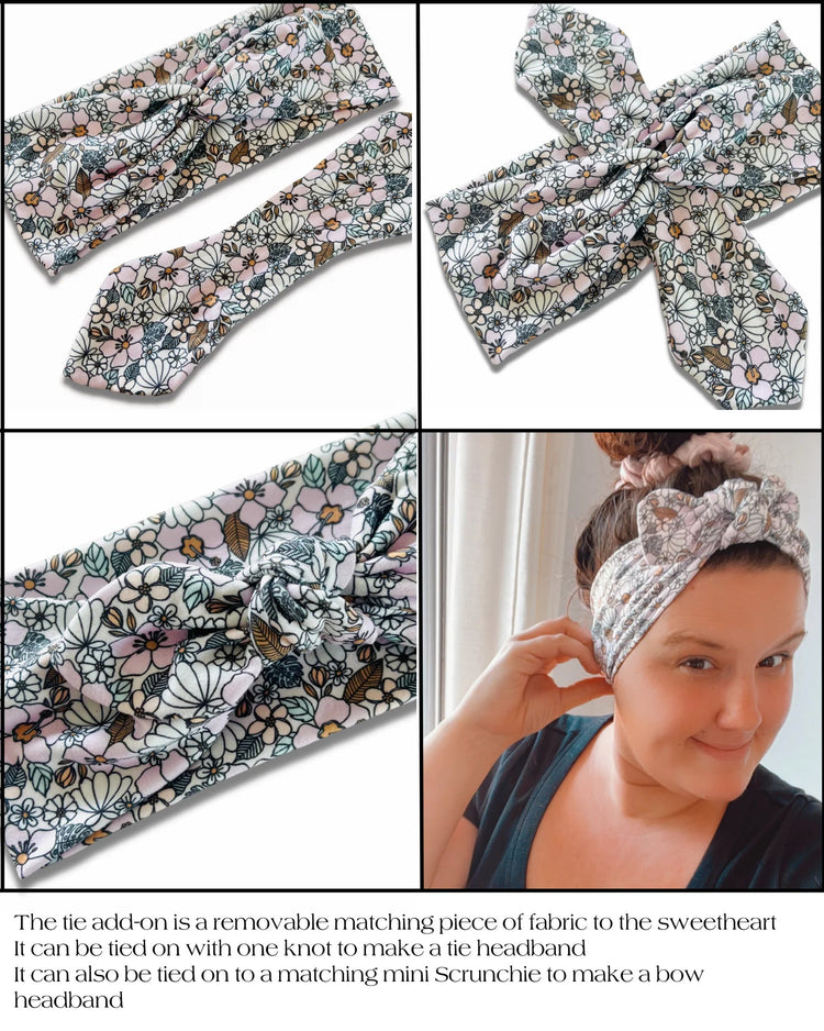 Coral Ribbed Sweetheart Headband (or removable tie option) Sewing Sweethearts