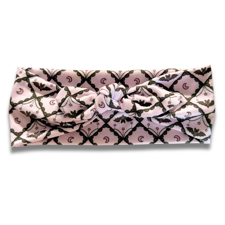 Moonlit Bats Sweetheart Headband (or removable tie option) Sewing Sweethearts Sweetheart with Removable Tie