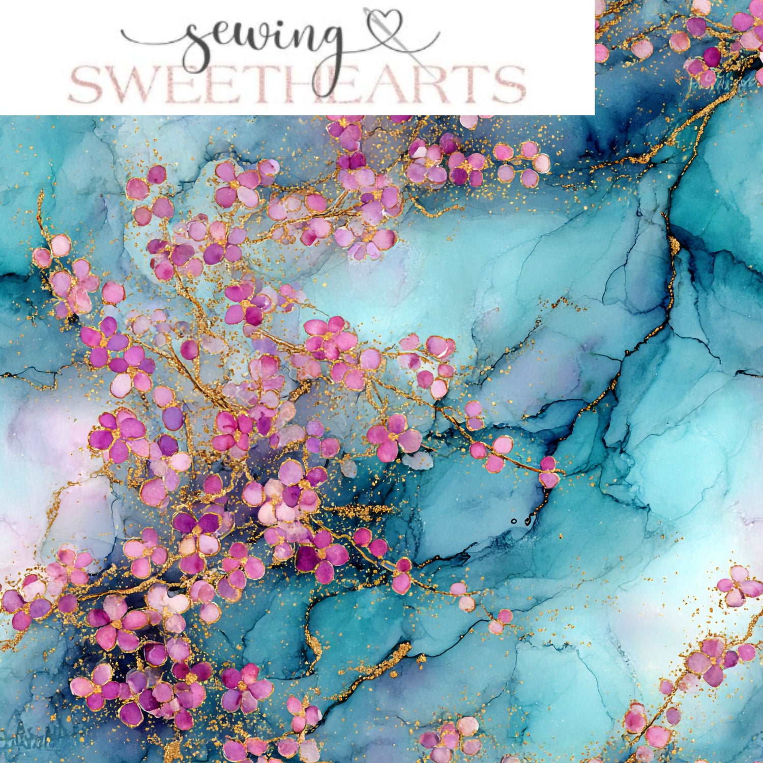 Blushing Aqua Blooms Minky Blanket PREORDER (~4 weeks before shipping) Sewing Sweethearts