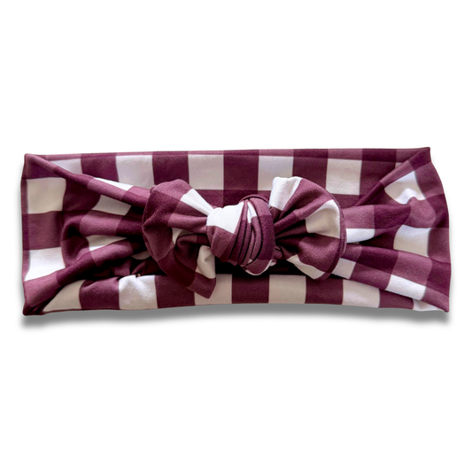Maroon Plaid Sweetie Headband Sewing Sweethearts