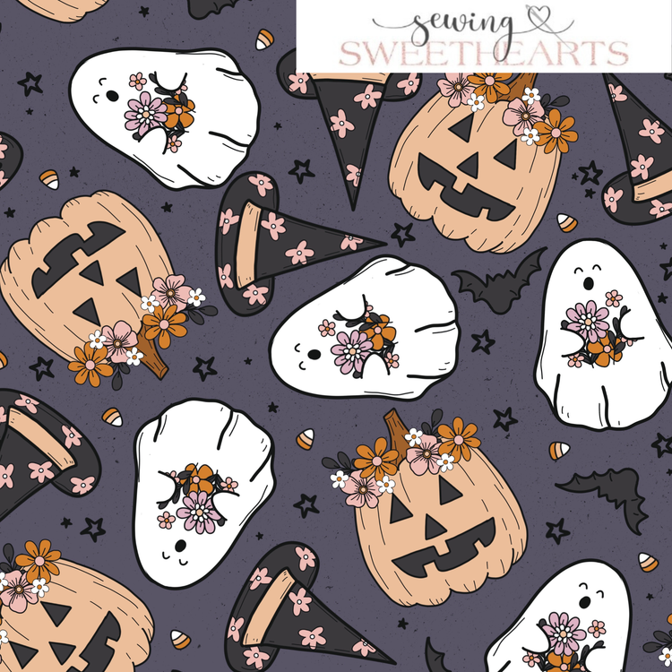 Floral Halloween Minky Blanket PREORDER (~4 weeks before shipping)