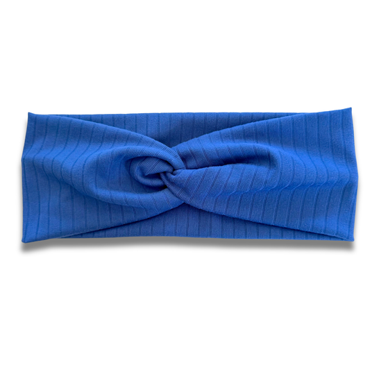Light Royal Blue Ribbed Sweetheart Headband (or removable tie option) Sewing Sweethearts Sweetheart