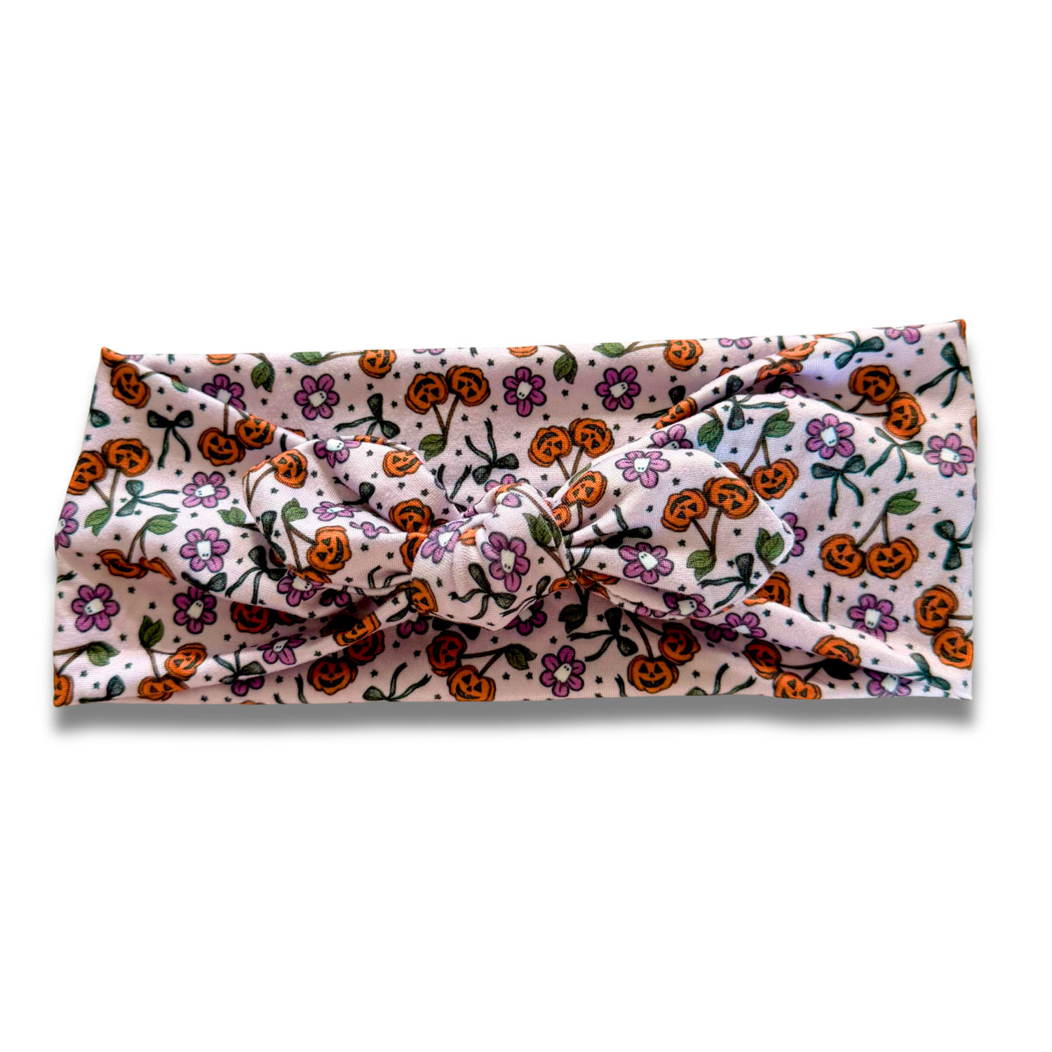 Pumpkin Cherries Sweetheart Headband (or removable tie option) Sewing Sweethearts Sweetheart with Removable Tie