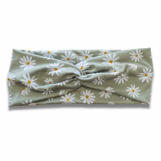 Sage Daisies Sweetheart Headband (or removable tie option) Sewing Sweethearts Sweetheart