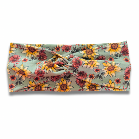 Fall Sunflowers Sweetheart Headband (or removable tie option) Sewing Sweethearts Sweetheart