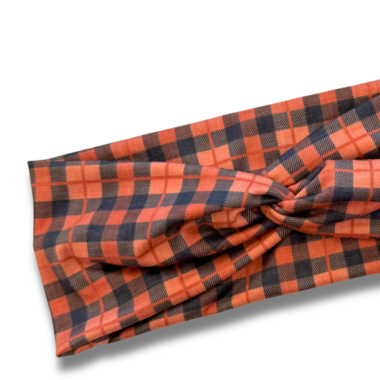 Harvest Plaid Sweetheart Headband (or removable tie option) Sewing Sweethearts