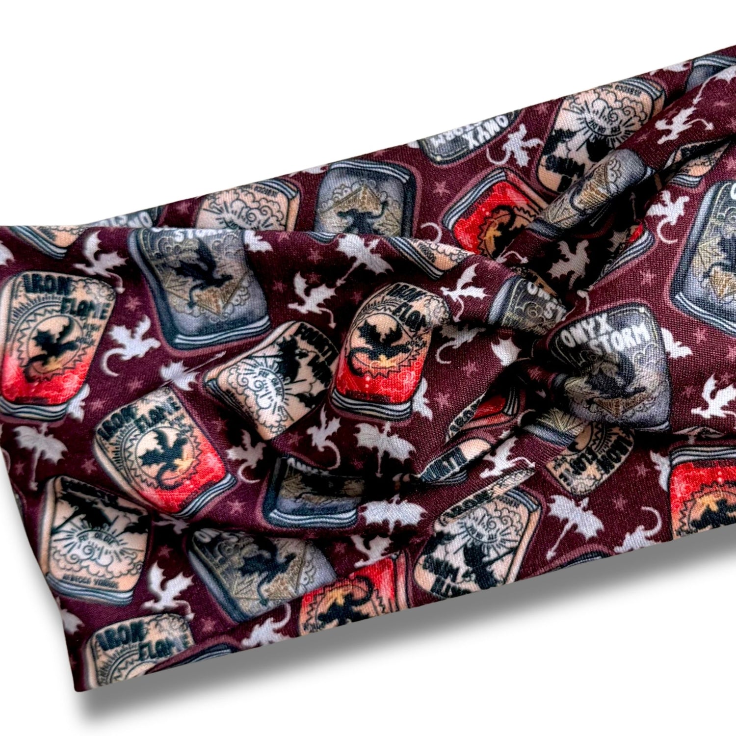 4th Wing on Burgundy Sweetheart Headband (or removable tie option) Sewing Sweethearts