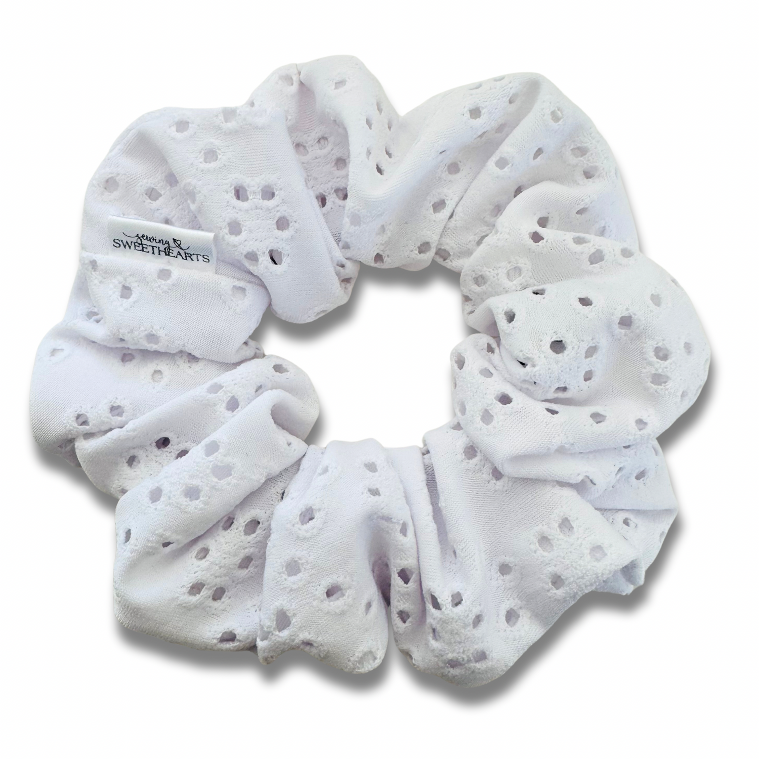 White Eyelet Scrunchie Sewing Sweethearts