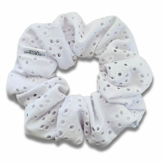 White Eyelet Scrunchie Sewing Sweethearts