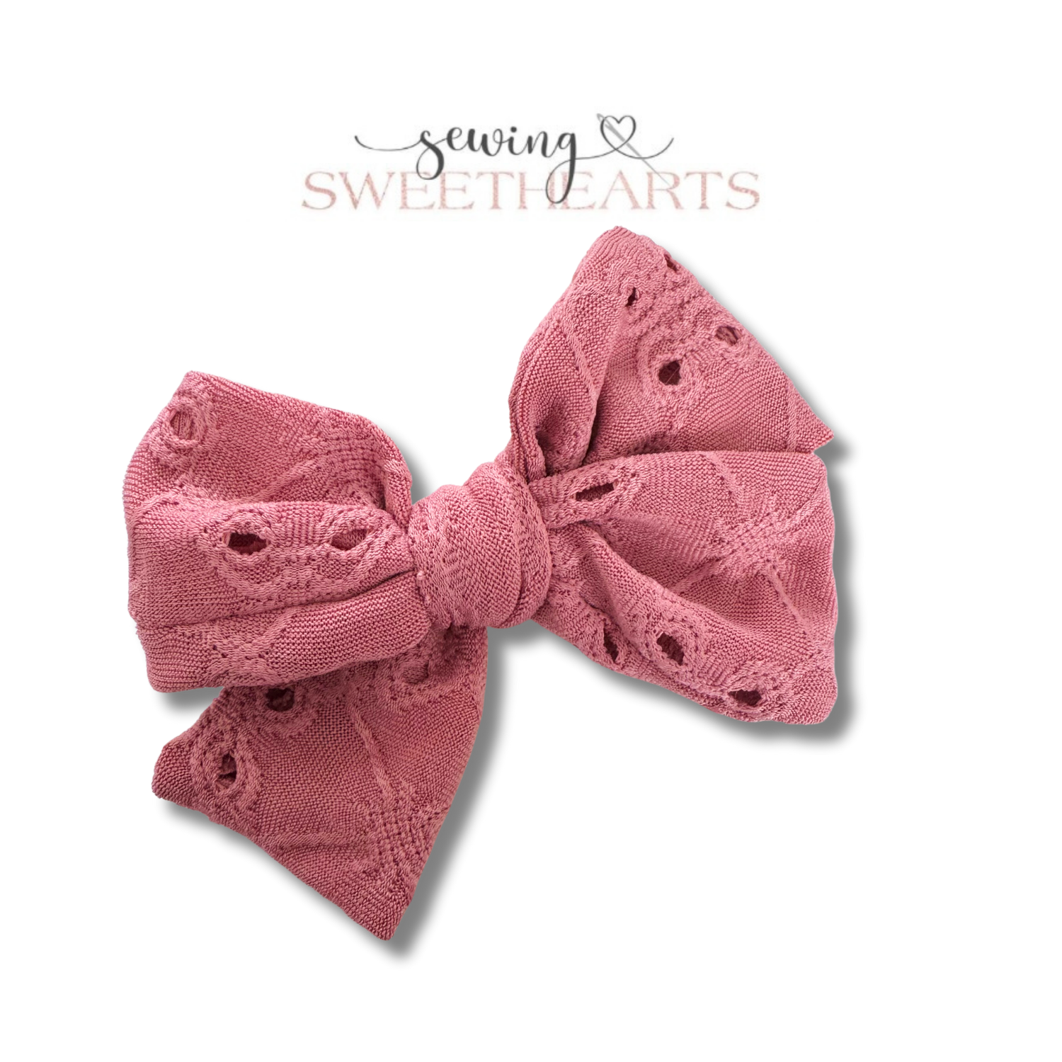 Dark Rose Eyelet Bow Sewing Sweethearts