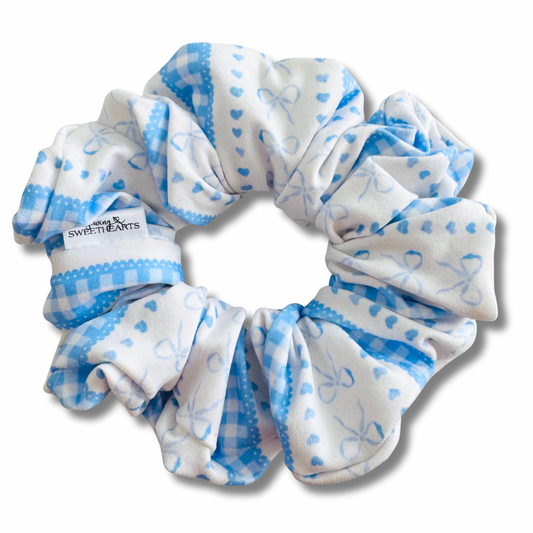 Blue Coquette Bows Scrunchie Sewing Sweethearts