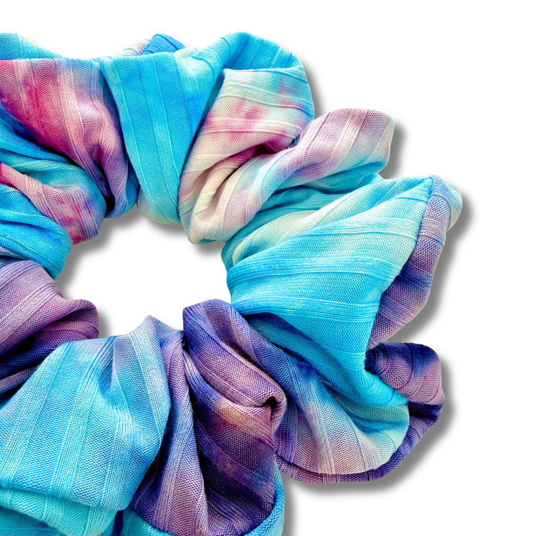 Violet Blue Tie Dye Ribbed Scrunchie Sewing Sweethearts
