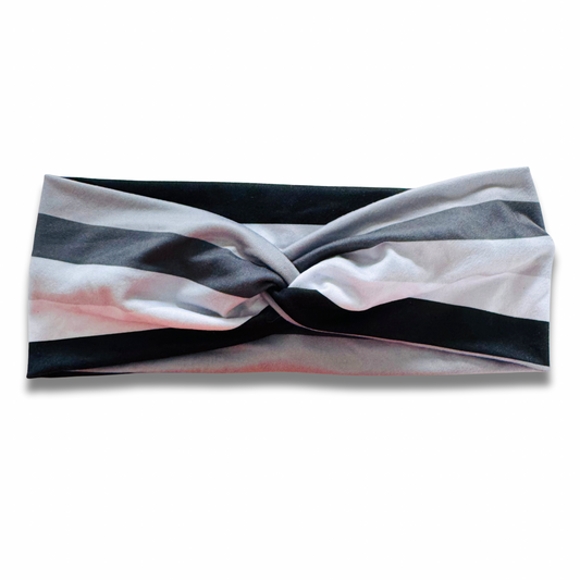 Grey Stripes Sweetheart Headband (or removable tie option) Sewing Sweethearts Sweetheart