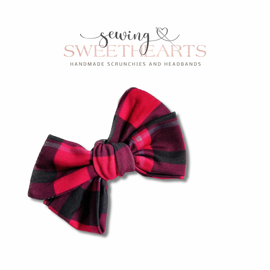 Bright Pink Plaid Bow Sweet Minis Sewing Sweethearts   