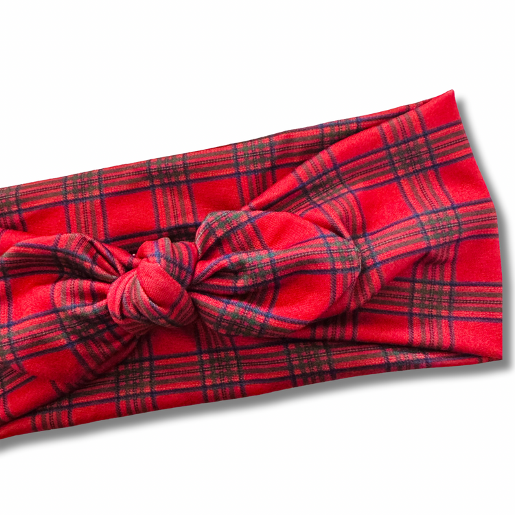 Red Plaid Sweetheart Headband (or removable tie option)