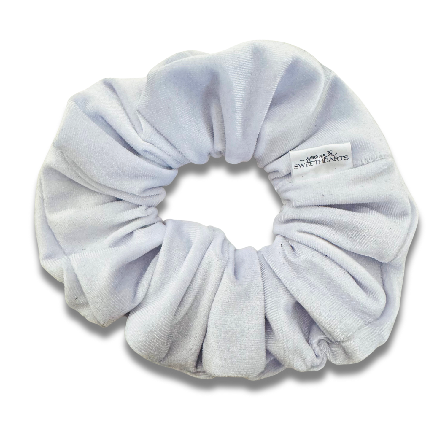 White Velvet Scrunchie Sewing Sweethearts
