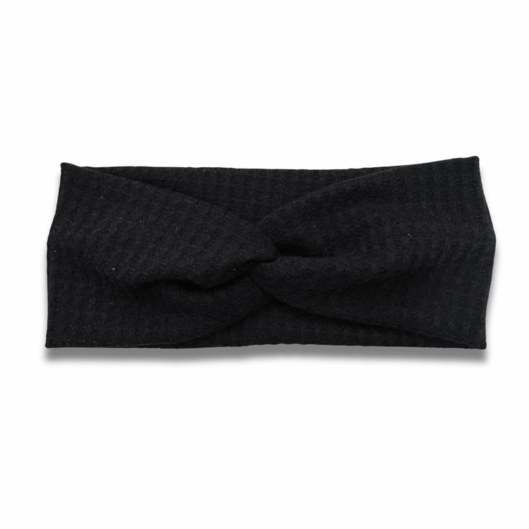Black Waffle Knit Sweetheart Headband (or removable tie option) Sewing Sweethearts Sweetheart