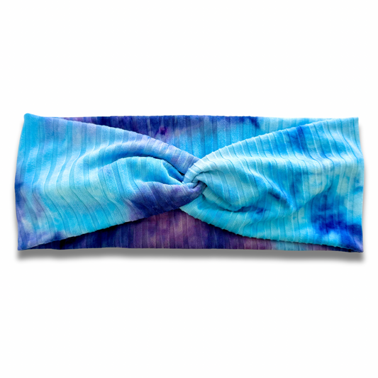Violet Blue Tie Dye Ribbed Sweetheart Headband (or removable tie option) Sewing Sweethearts Sweetheart