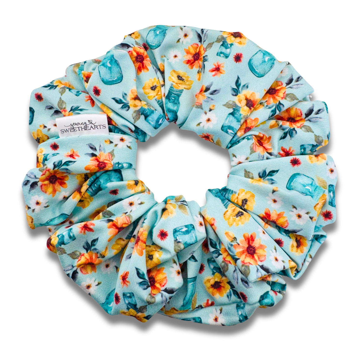 Sunflower Mason Jars Scrunchie Sewing Sweethearts
