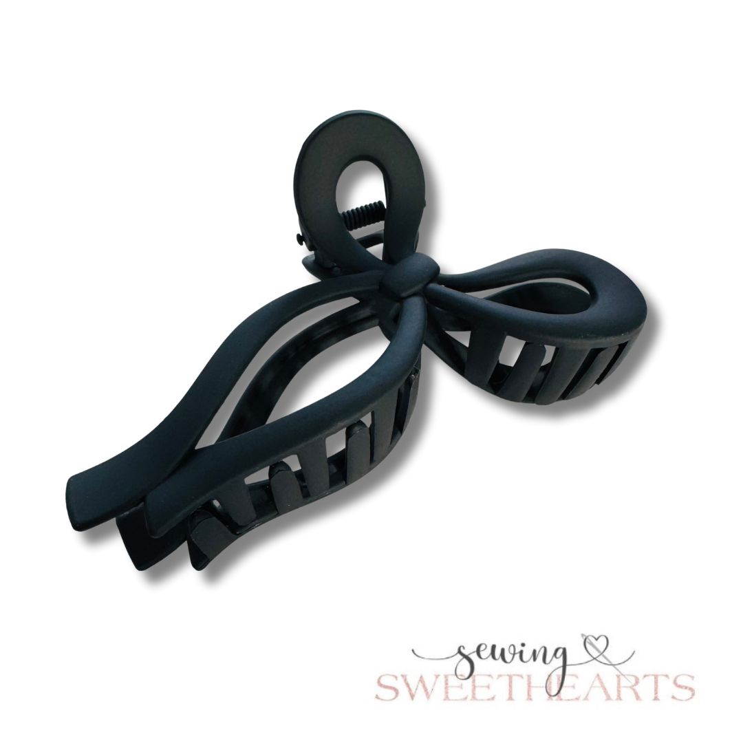 Black Bow Claw Clip Sewing Sweethearts
