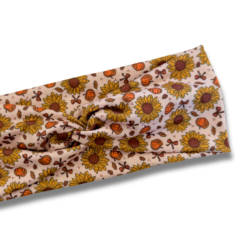 Pumpkins & Sunflowers Sweetheart Headband (or removable tie option) Sewing Sweethearts