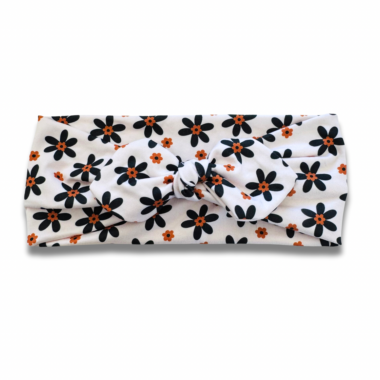 Neutral Daisies Sweetheart Headband (or removable tie option) Sewing Sweethearts Sweetheart with Removable Tie