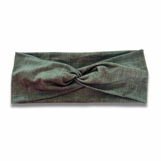 Dark Olive Linen Style Sweetheart Headband (or removable tie option) Sewing Sweethearts Sweetheart