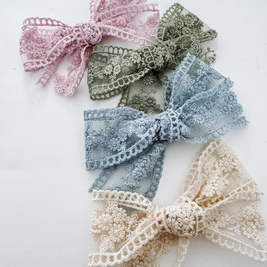 Floral Lace Ribbon Bow Clip Sewing Sweethearts
