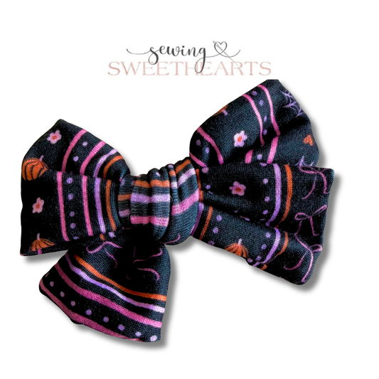 Halloween Stripes Bow Sewing Sweethearts