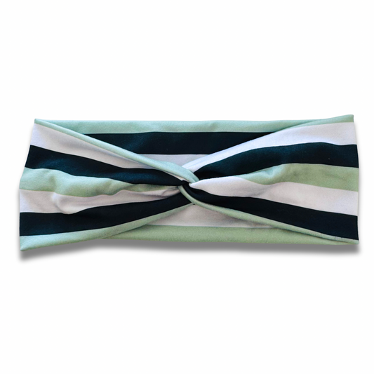 Sage Stripes Sweetheart Headband (or removable tie option) Sewing Sweethearts Sweetheart