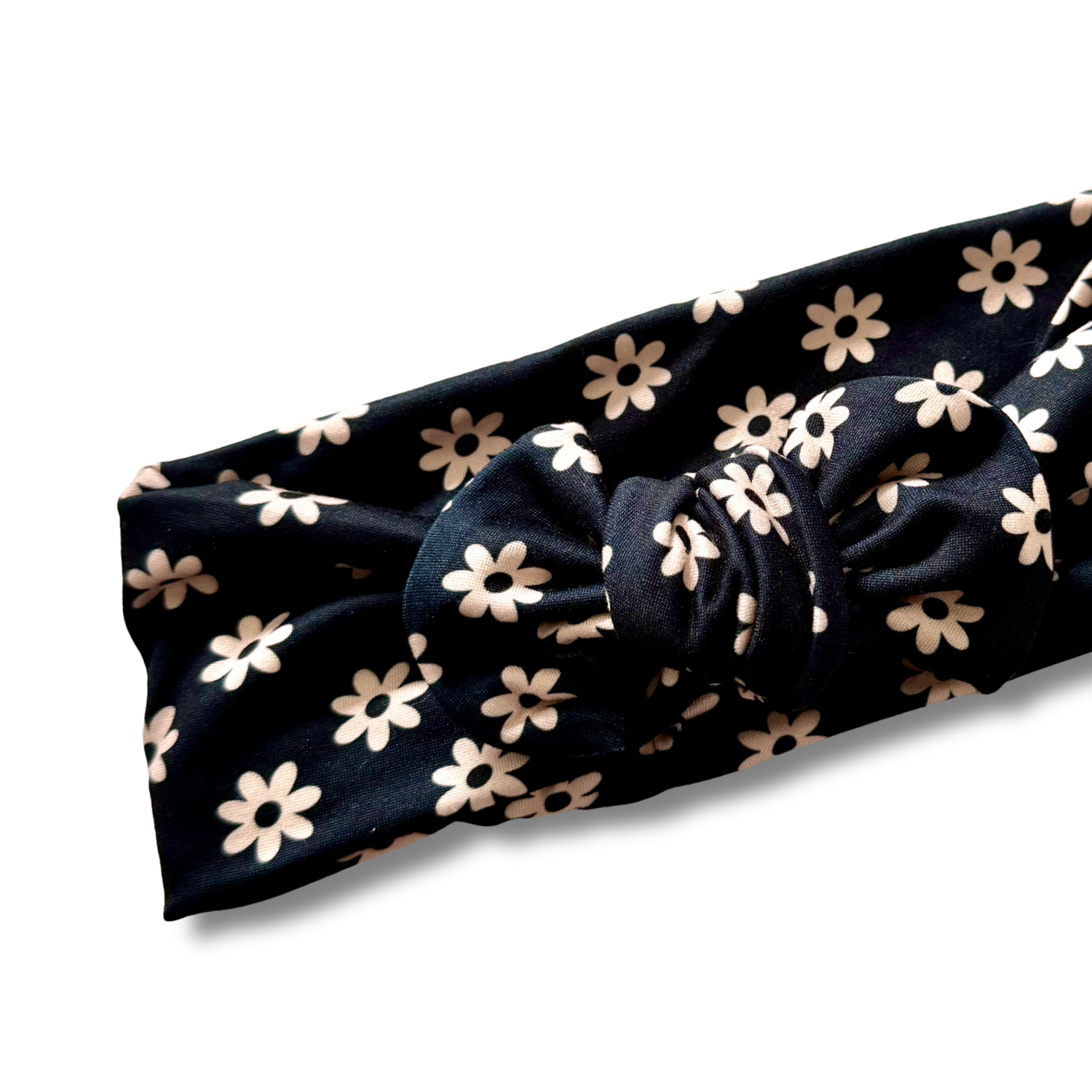 Daisies on Black Sweetie Headband Sewing Sweethearts