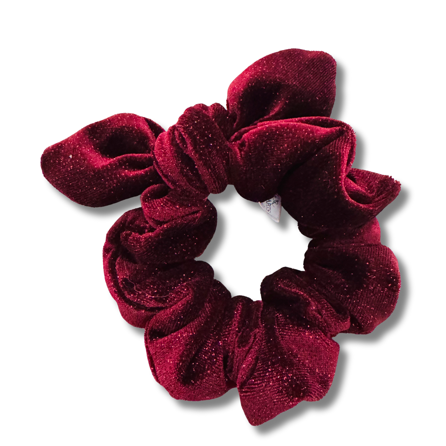 Burgundy Glitter Velvet Bow Scrunchie Sewing Sweethearts
