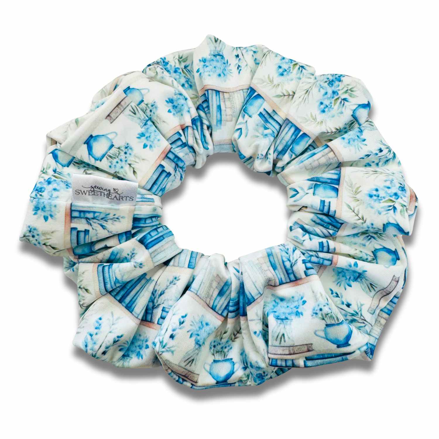 Blue Library Scrunchie Sewing Sweethearts