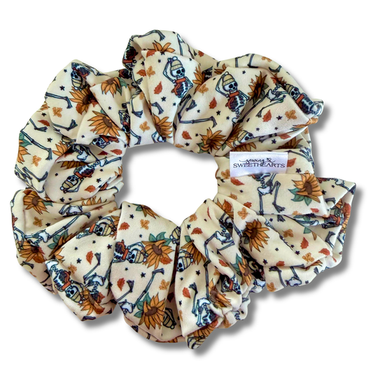 Dancing Fall Skeletons Scrunchie Sewing Sweethearts