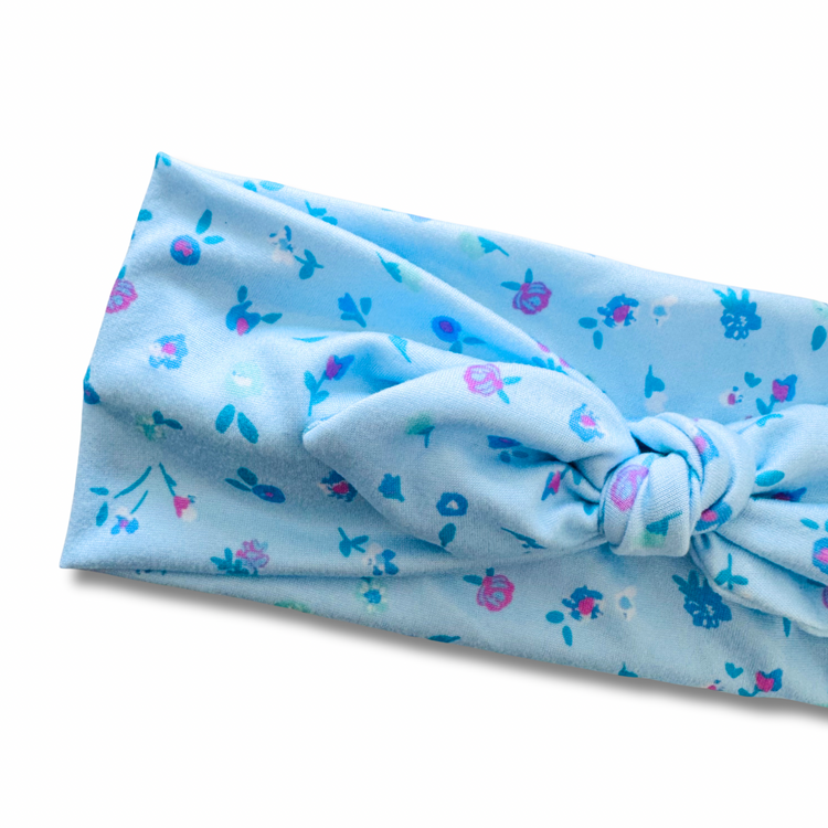 Baby Blue Blooms Sweetheart Headband (or removable tie option) Sewing Sweethearts
