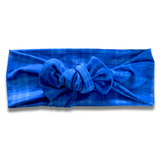 Blue Plaid Sweetie Headband Sewing Sweethearts